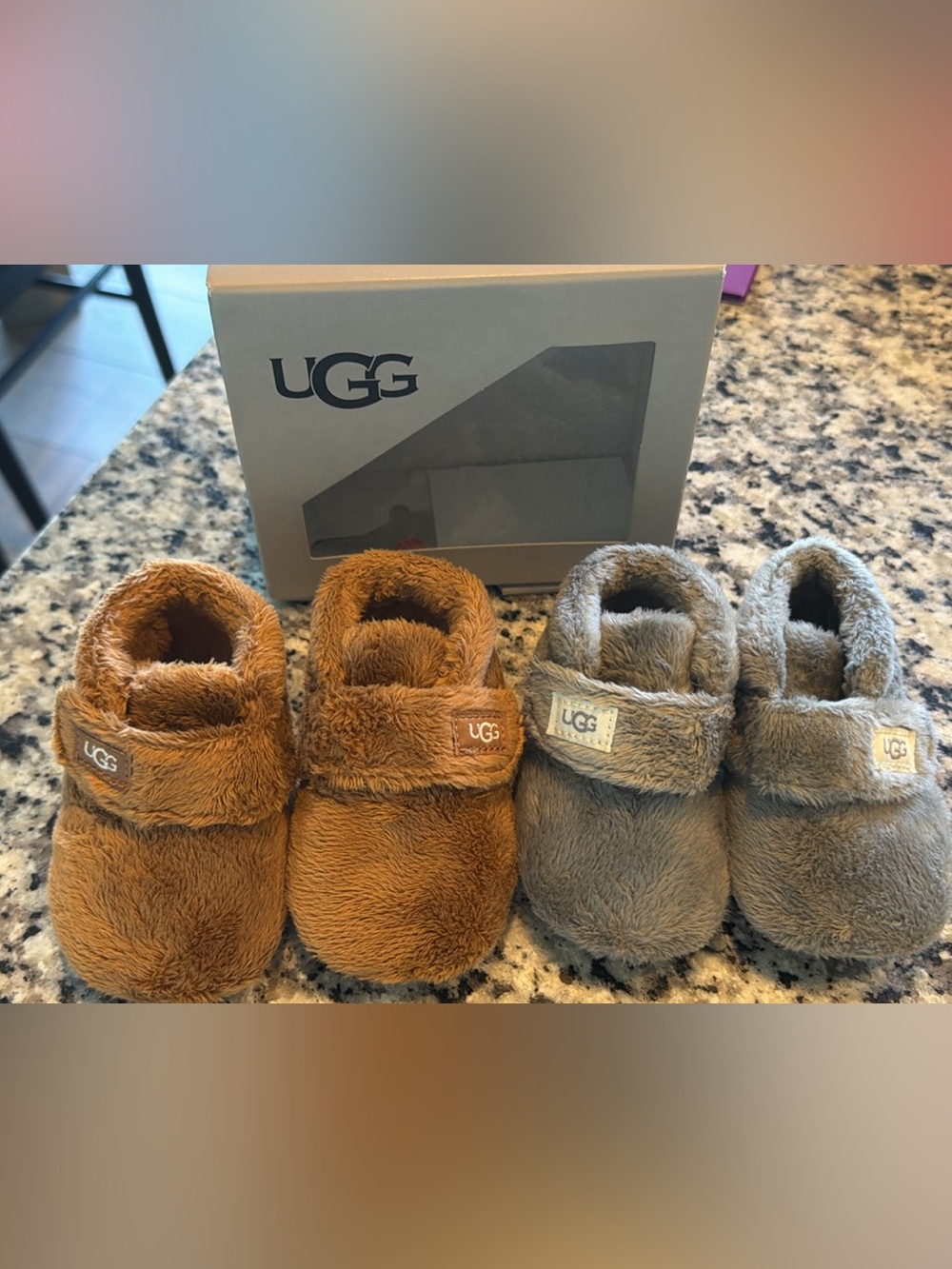 Baby UGG infant Plush boots - Chestnut and Gray size 6-12 months